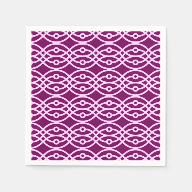 Kimono print, plum and pink paper napkins (Front)