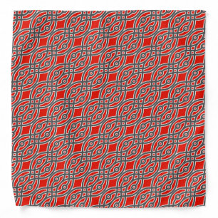 Kimono print, red, grey and white bandana