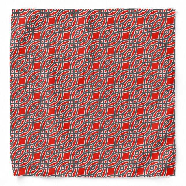 Kimono print, red, grey and white bandana (Front)