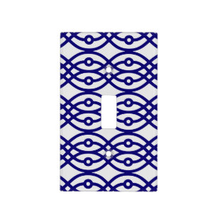 Kimono print, silver grey and navy blue light switch cover