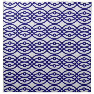 Kimono print, silver grey and navy blue napkin