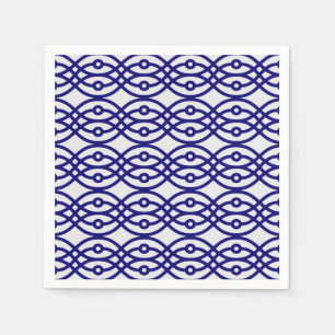 Kimono print, silver grey and navy blue paper napkins