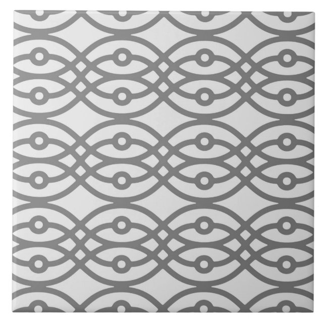 Kimono print, silver grey with dark grey tile (Front)