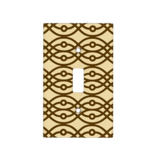 Kimono print, tan and chocolate brown light switch cover