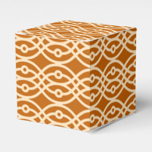 Kimono print, terracotta and peach favor boxes