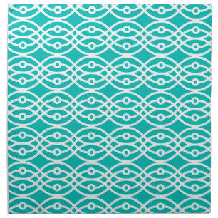 Kimono print, turquoise and white cloth napkin
