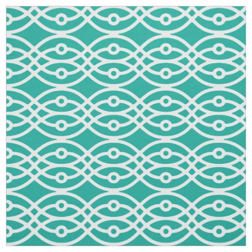 Kimono print, turquoise and white fabric