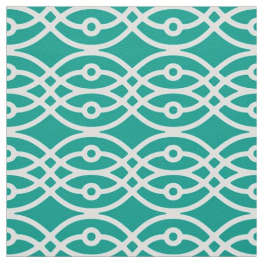 Kimono print, turquoise and white fabric