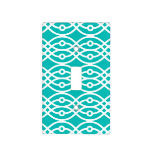 Kimono print, turquoise and white light switch cover