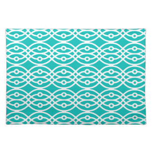 Kimono print, turquoise and white placemat