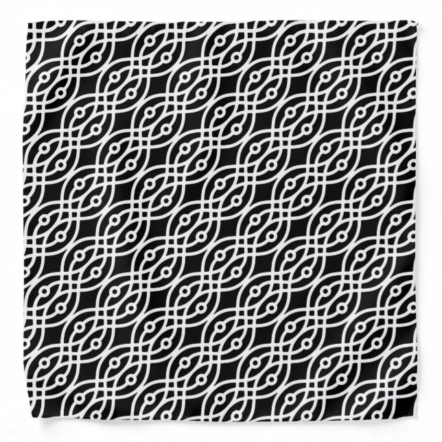Kimono print, white on black bandana (Front)