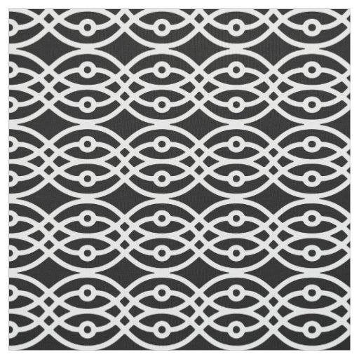 Kimono print, white on black fabric