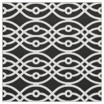 Kimono print, white on black fabric