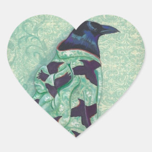 Kimono Raven heart stickers