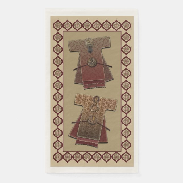 Kimonos Gold and Red Bath Paper Guest Towels (Front)