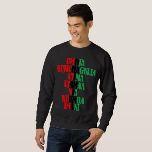 Kinara Colors Text Seven Principles of Kwanzaa Sweatshirt