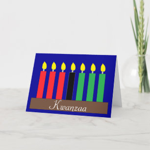 Kinara for Kwanzaa: Dark Blue Holiday Card