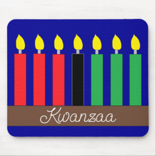 Kinara for Kwanzaa:  Dark Blue Mouse Pad