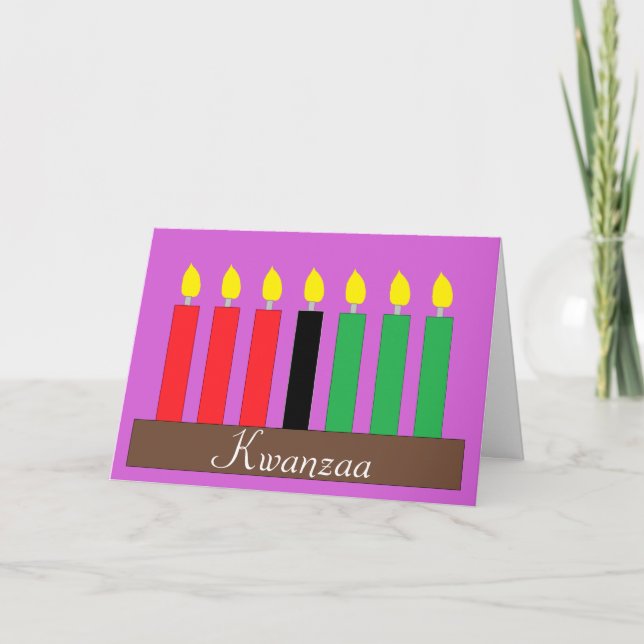 Kinara for Kwanzaa: Lavender  Holiday Card (Front)
