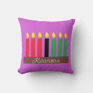 Kinara for Kwanzaa: Lavender Throw Pillow