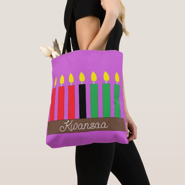 Kinara for Kwanzaa:  Lavender Tote Bag (Close Up)