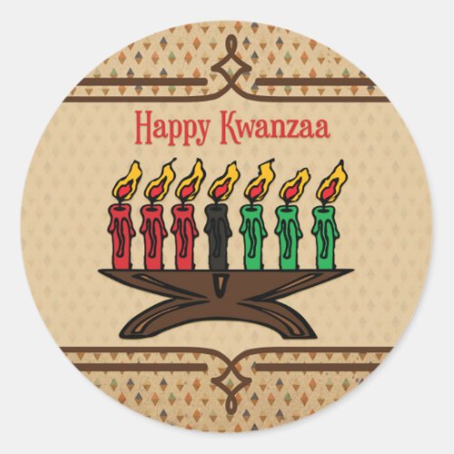 Kinara Happy Kwanzaa Classic Round Sticker