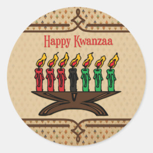 Kinara, Happy Kwanzaa Classic Round Sticker
