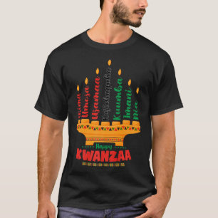 Kinara Seven Candles Principles Of Kwanzaa Happy K T-Shirt