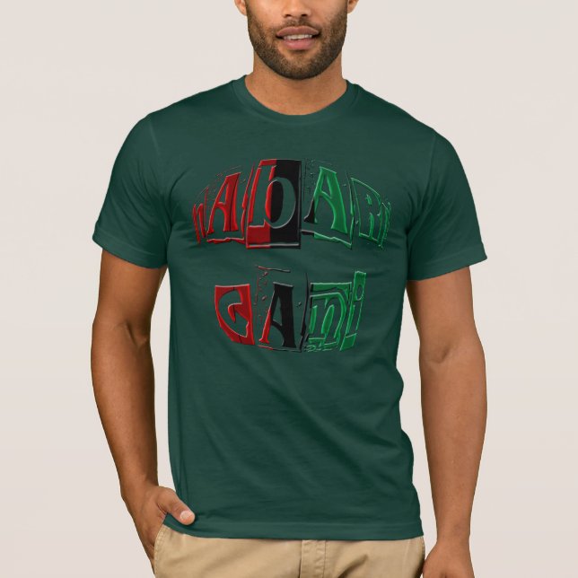 Kinara Striped Colors Text Habari Gani Kwanzaa T-Shirt (Front)