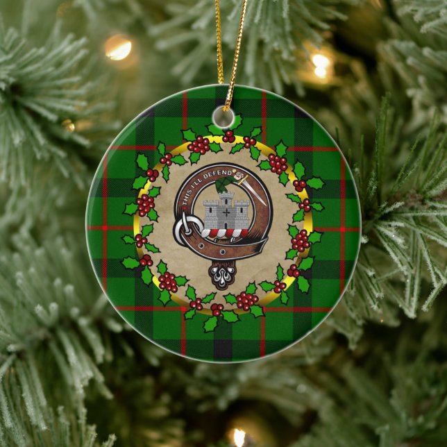 Kincaid Clan Badge & Tartan Personalized Christmas Ceramic Ornament (Tree)