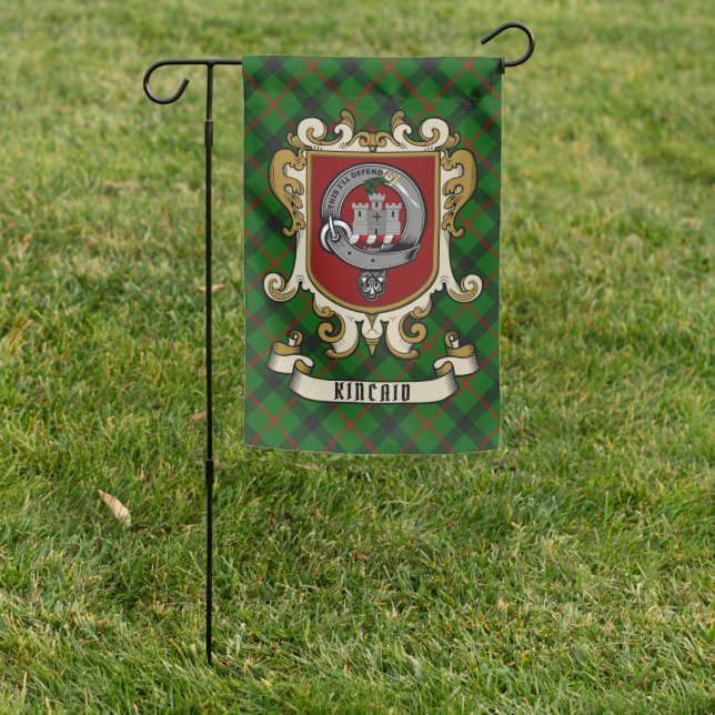 Kincaid Clan Badge & Tartan Personalized Garden Flag (In SItu)