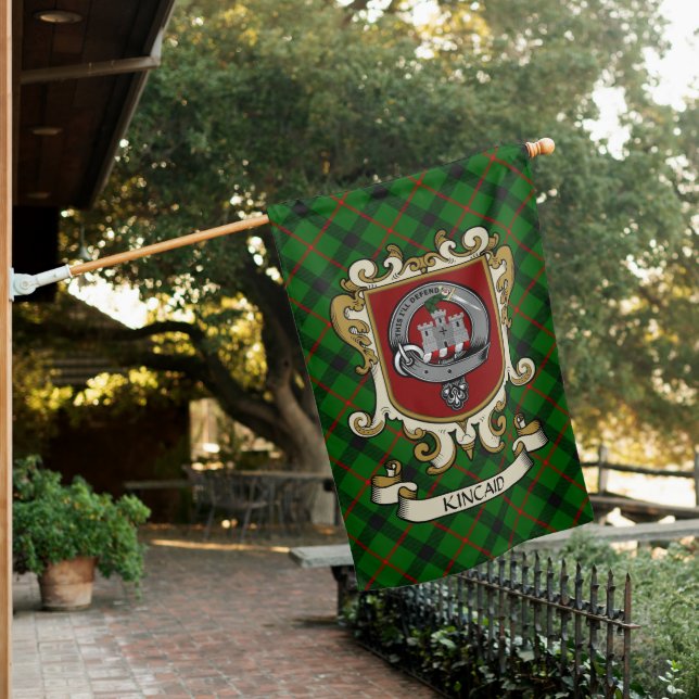 Kincaid Clan Badge & Tartan Personalized House Flag (In SItu)