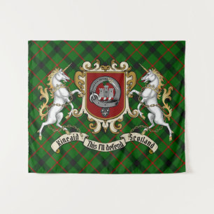 Kincaid Clan Badge & Unicorns w/Tartan  Tapestry