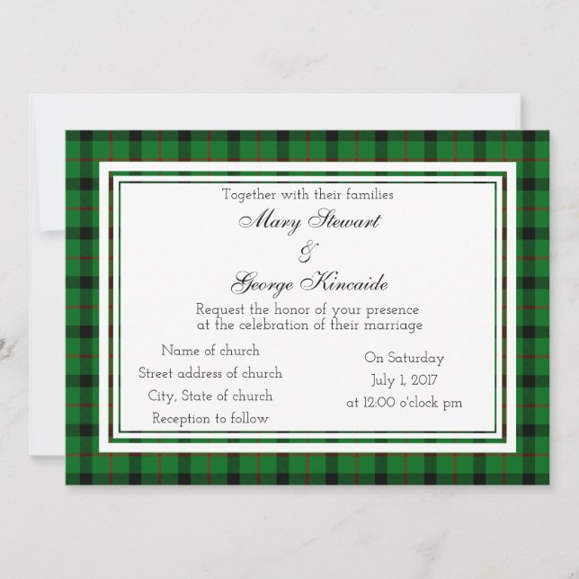 Kincaide Scottish Wedding Invitation (Front)