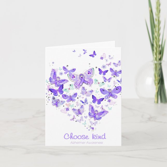 Kind Alzheimerheimer Awareness Butterflys Heart Gi Card (Front)