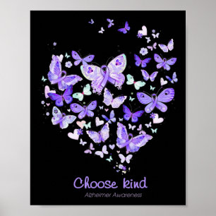 Kind Alzheimerheimer Awareness Butterflys Heart Gi Poster