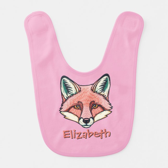 Kind and clever fox customizable Kids  Baby Bib (Front)
