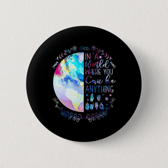 Kind Asl Alphabet American Sign Language Deaf Awar Button (Front)