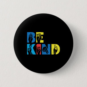 Kind Asl Love Sign Language Hand Autism Awareness Button
