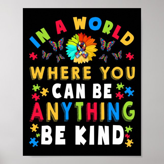 Kind Autism Awareness Asl Mom Teacher Kindness 18  Poster (Front)