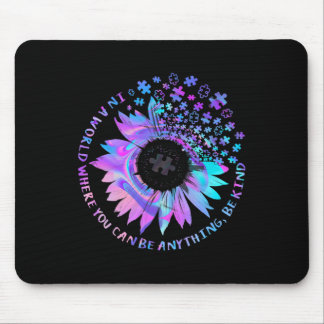 Kind Autism Awareness Kindness Sunflower Tie Dye P Mouse Pad