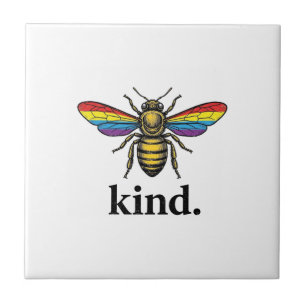 Kind Bee Vintage Rainbow Wing Shirt Design (2)_1 Ceramic Tile