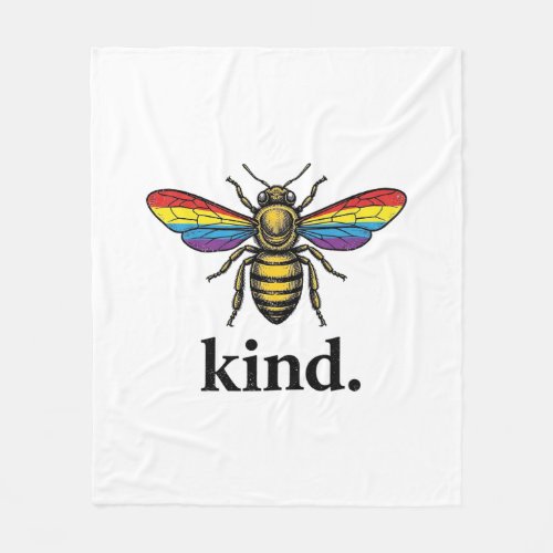 Kind Bee Vintage Rainbow Wing Shirt Design (2)_1 Fleece Blanket