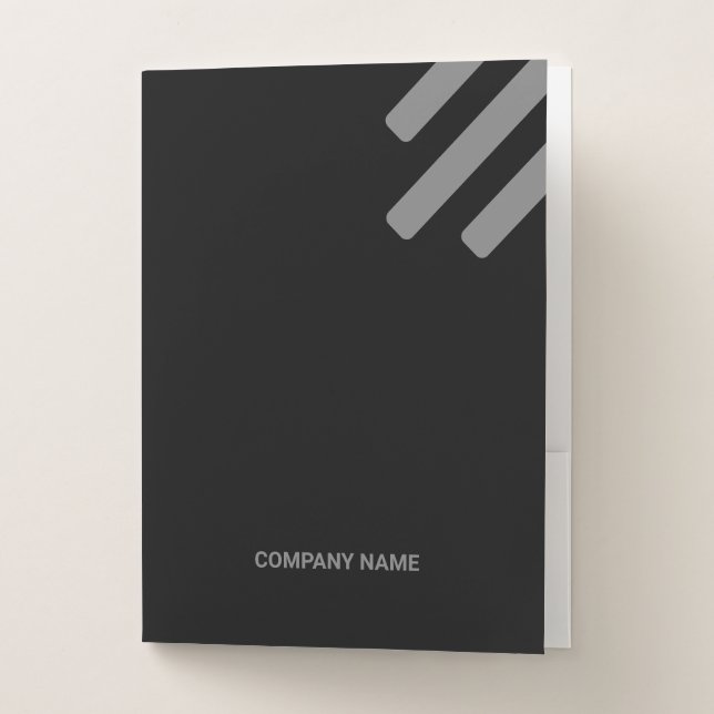 Kind Black Tone Flat Shapes Qr Code Pocket Folder (Front)