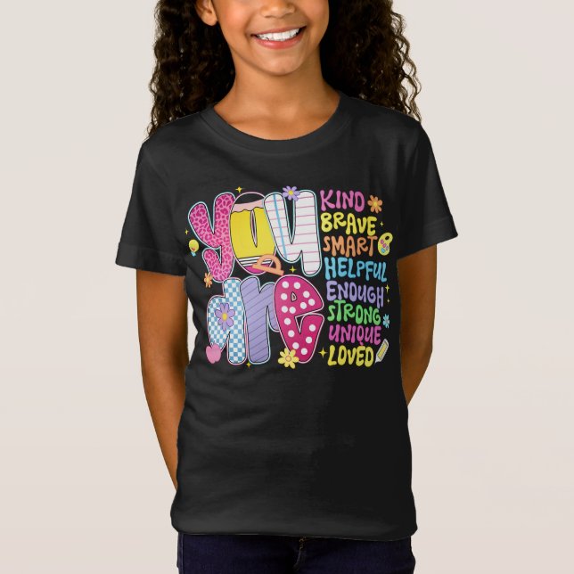 "KIND BRAVE STRONG LOVED" Affirmation  T-Shirt (Front)