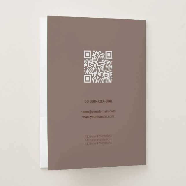 Kind Brown Tone Squared Flat Shapes Qr Code Pocket Folder (Back)