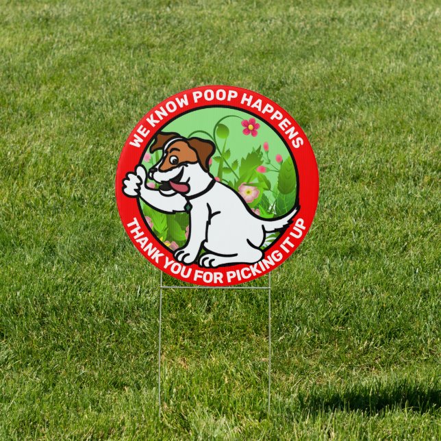 Kind Friendly No Dog Pooping Sign (Insitu)