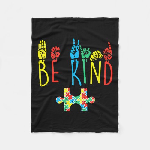 Kind Hand Sign Language Autism Awareness Asl Mom P Fleece Blanket