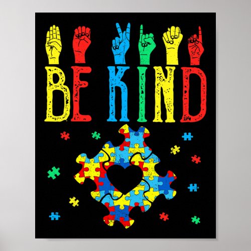 Kind Hand Sign Language Puzzle Autism Awareness As