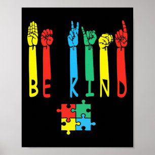 Kind Hand Sign Language Puzzle Autism Awareness As